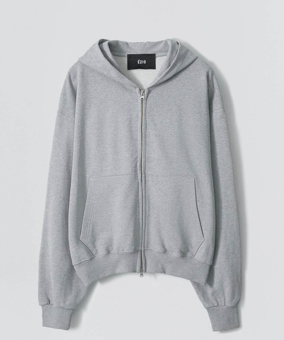 이지오(EZIO) Riv Semi-Over Fit Hood Zip-up_Melange Grey