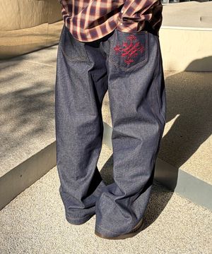 백 로고 데님 팬츠 [인디고]