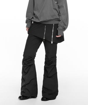 BOOTS CUT SKIRT PANTS (UNISEX) BLACK