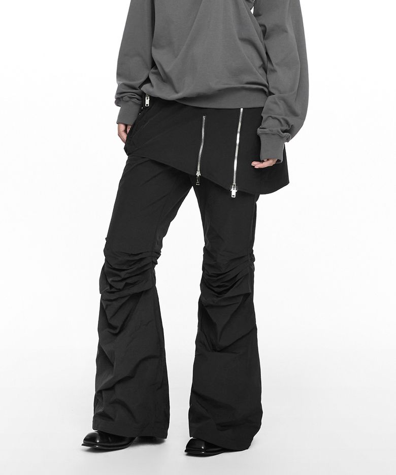BOOTS CUT SKIRT PANTS (UNISEX) BLACK