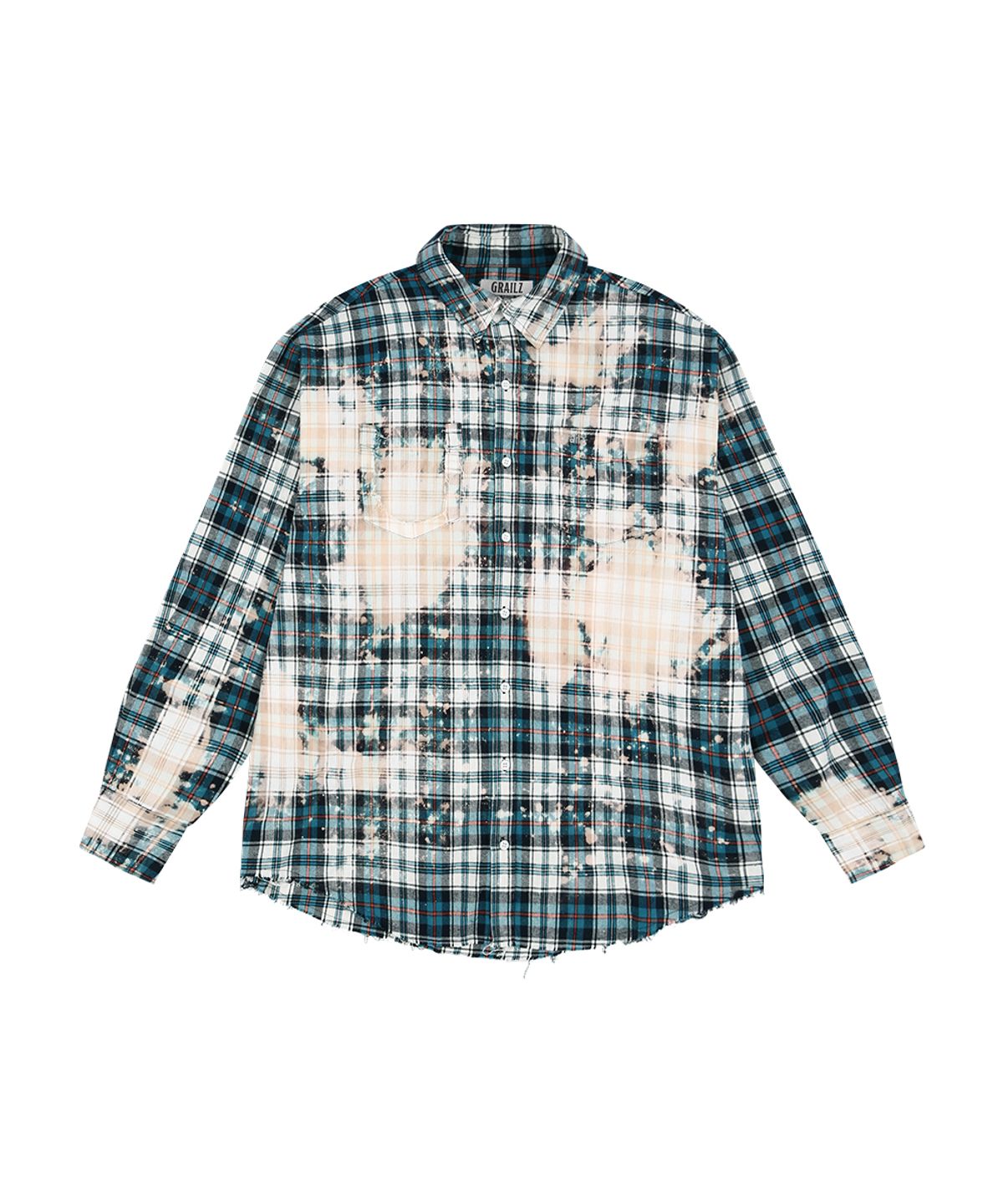 그레일즈(GRAILZ) BLEACHED PLAID SHIRTS [MULTI BLUE]
