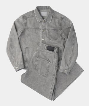 니들 워크 데님 트러커자켓 [그레이]