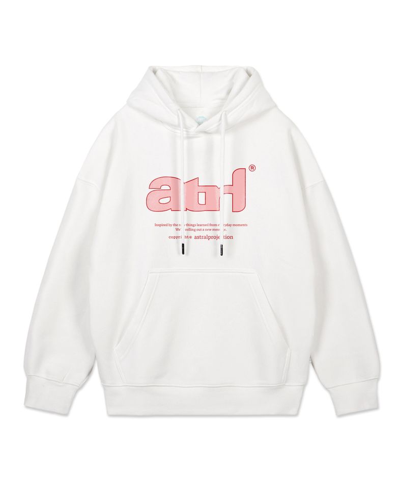ATRL 베이직 레터링2  오버핏 와이드 숄더 후디_화이트
