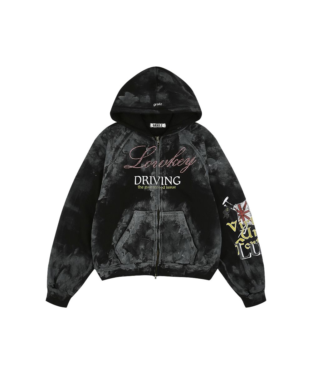 MUSINSA公式 | GRAILZ LOWKEY DIRTY ZIP HOODIE [BLACK]