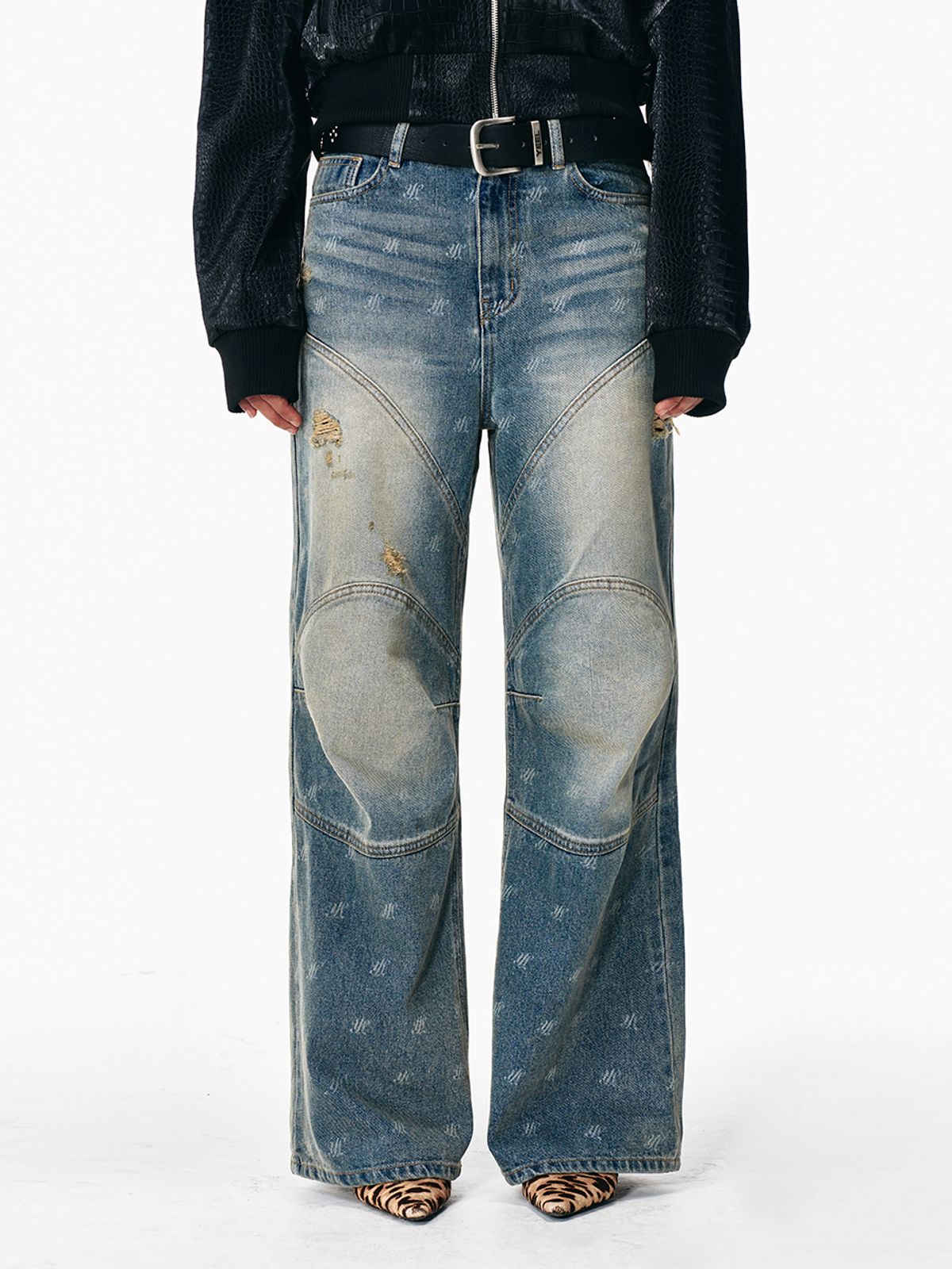 와이이이엘(YEEL) LOGO PRINT PANELED PANTS BLUE