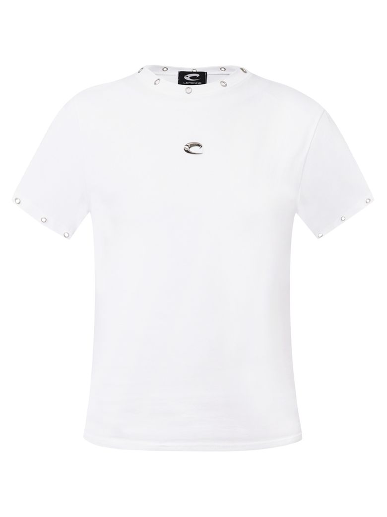 Eyelet Slim Fit T-Shirt - White