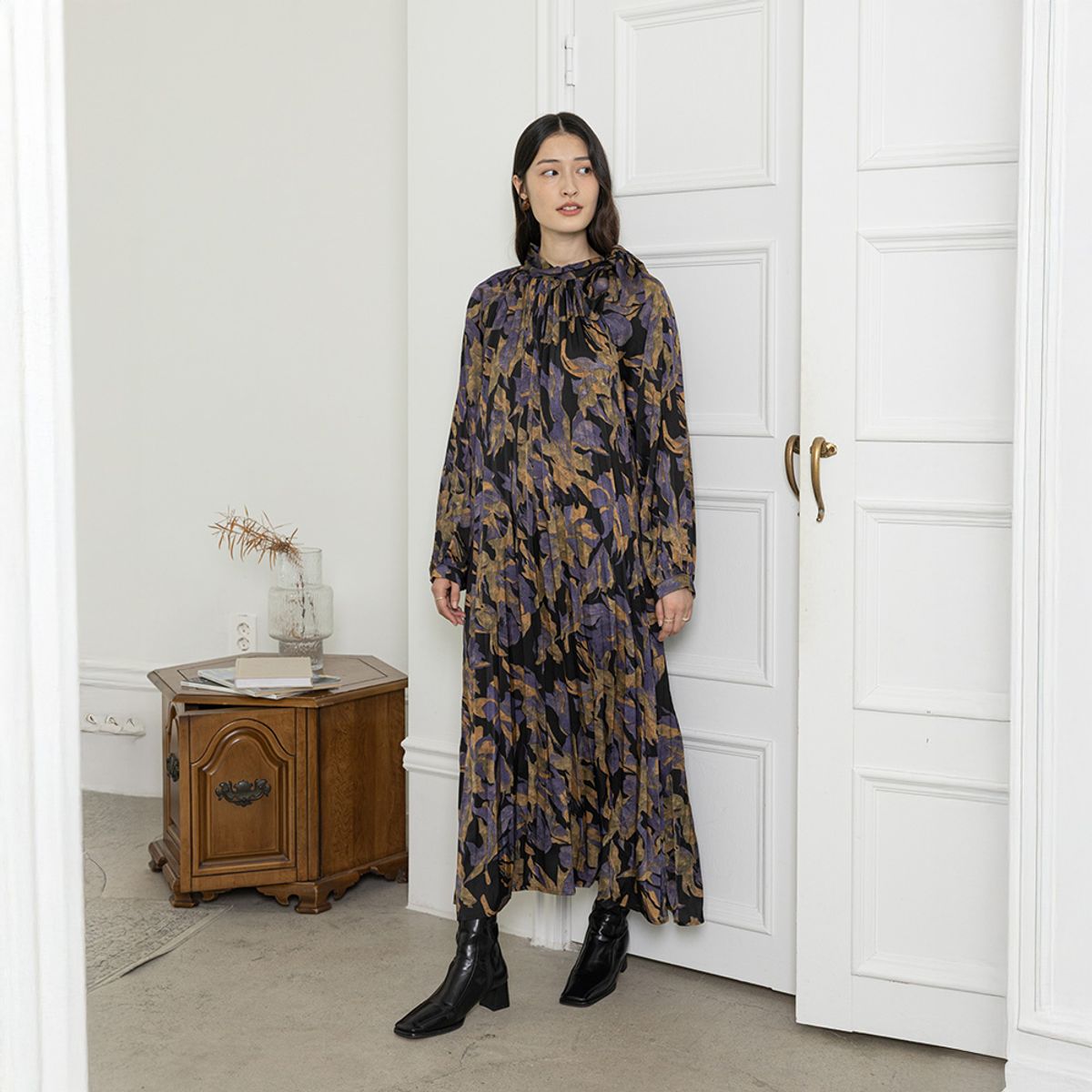 랭썬(LANGSON) LS_Colorblock long-sleeved dress_2color