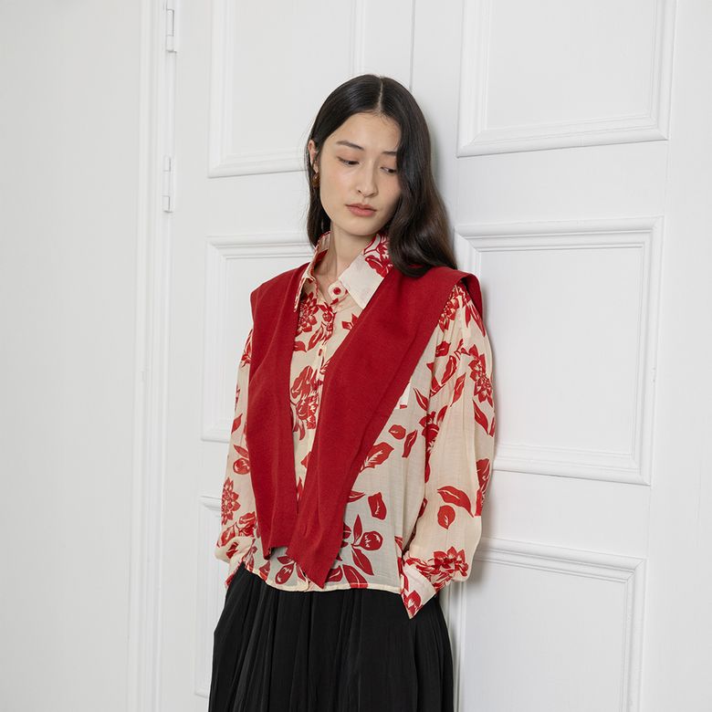 LS_Maple leaf shirt and shawls set_RED