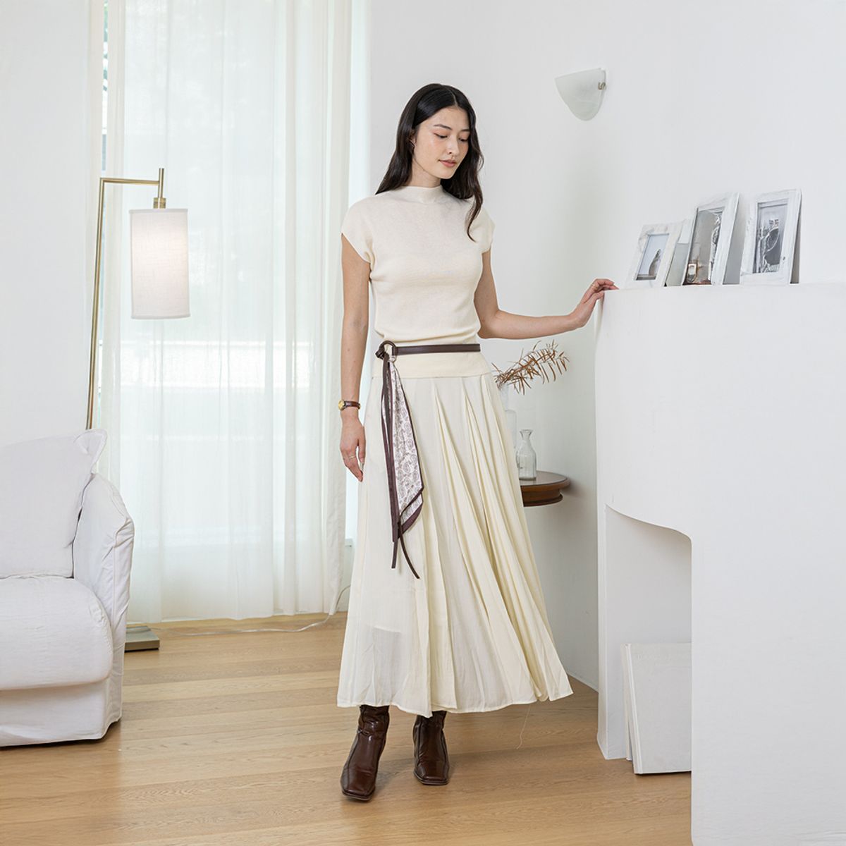 랭썬(LANGSON) LS_Pleat sensual skirt_3color