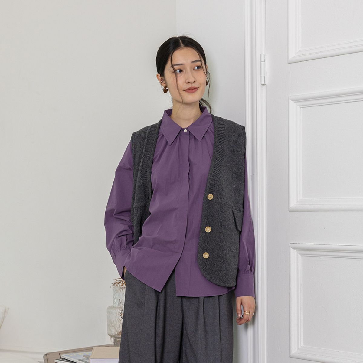 랭썬(LANGSON) LS_Autumn solid color shirt_2color