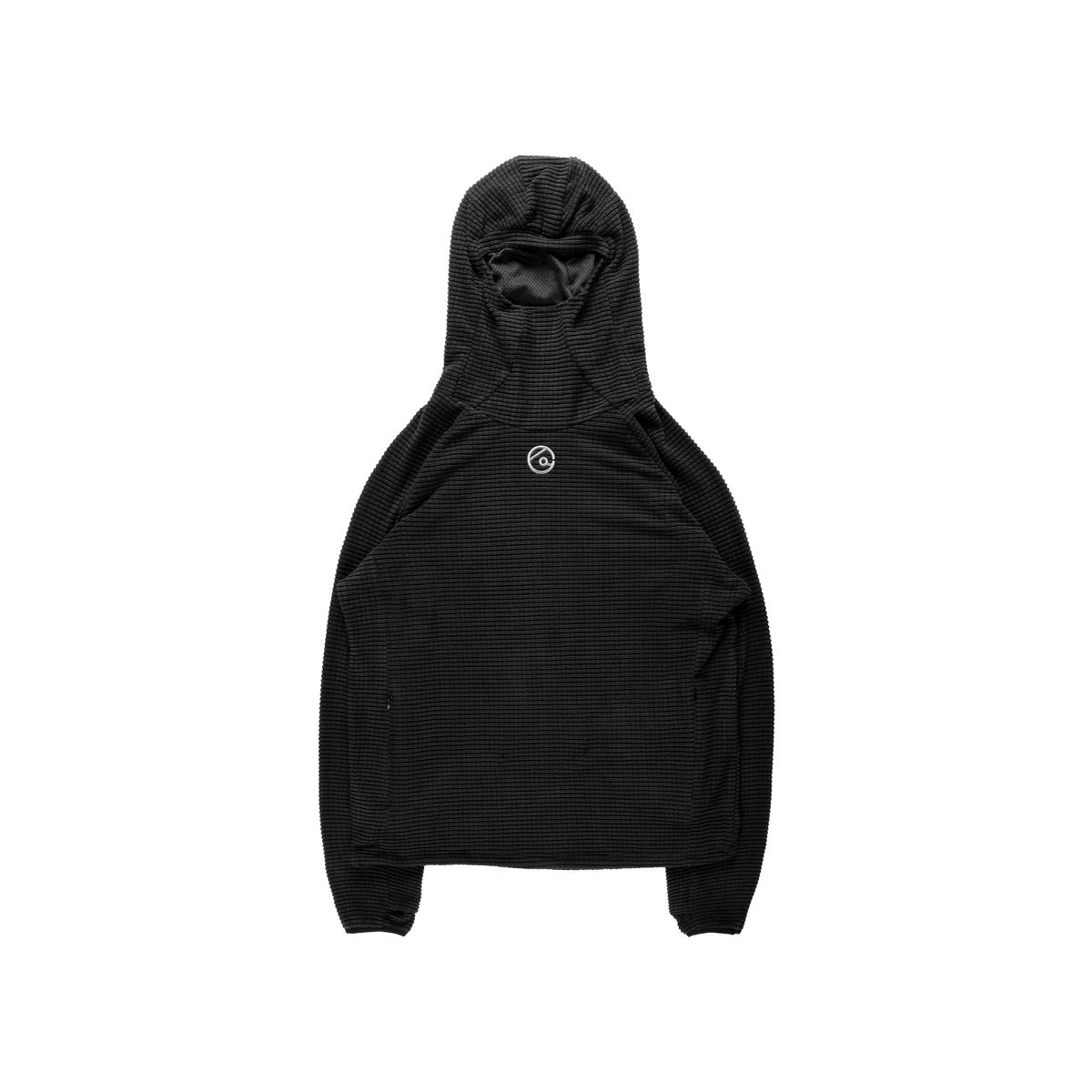 더왈드(THEWARLD) Waffle Balaclava Hoodie Black