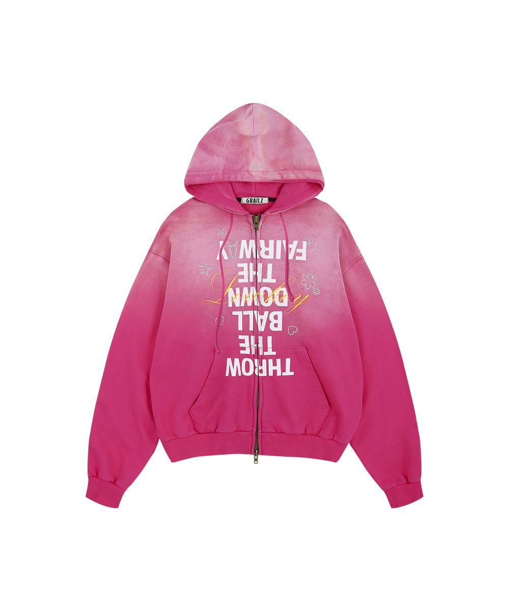 MUSINSA公式 | GRAILZ OVER GRAPHIC VINTAGE ZIP HOODIE [PINK]