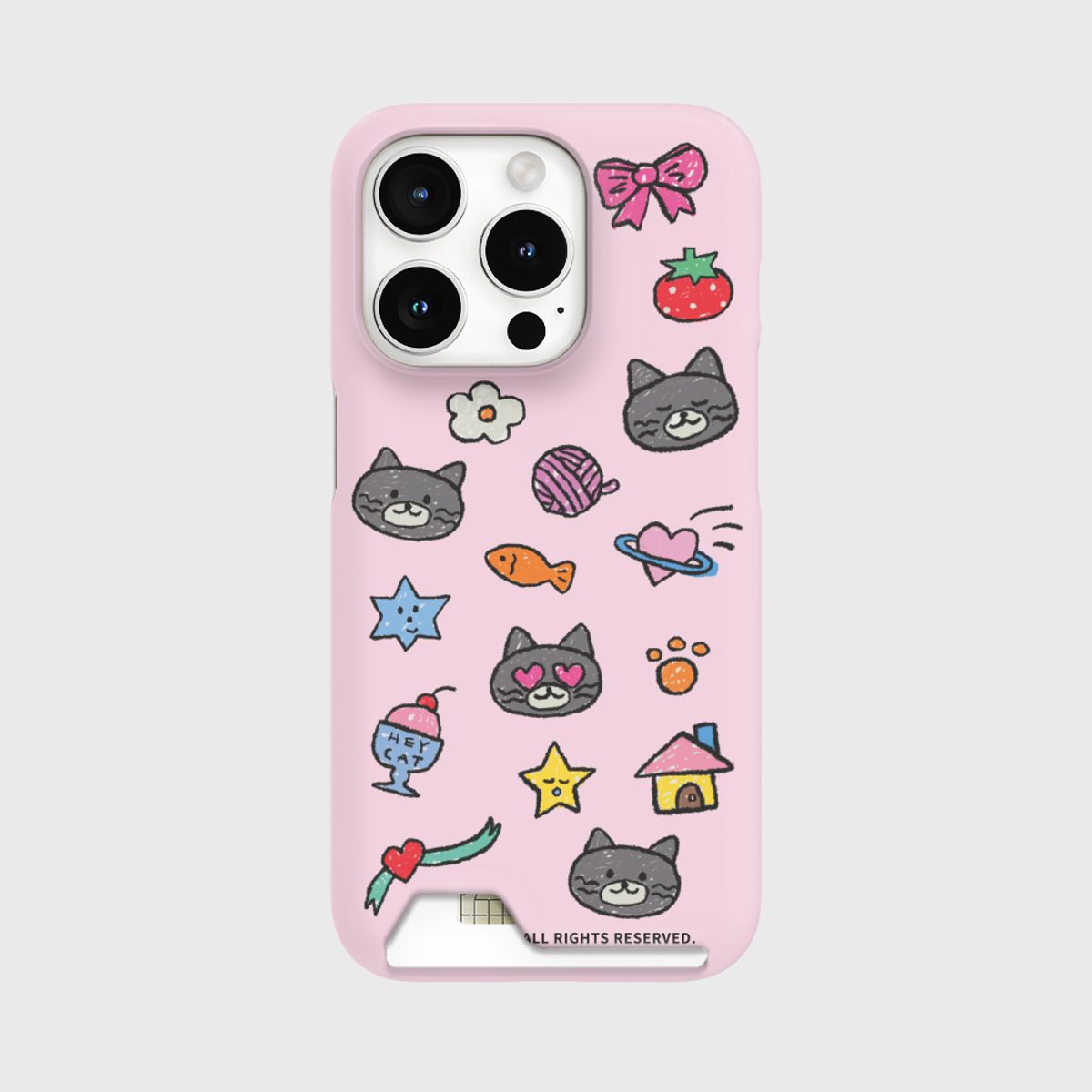 더나인몰(THE NINEMALL) doodle hey cat pattern [카드수납 폰케이스]