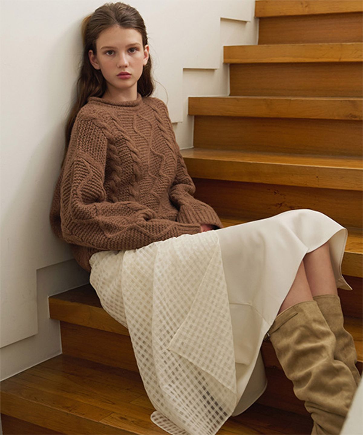 디애니(THE ANY) Layered Check Skirt