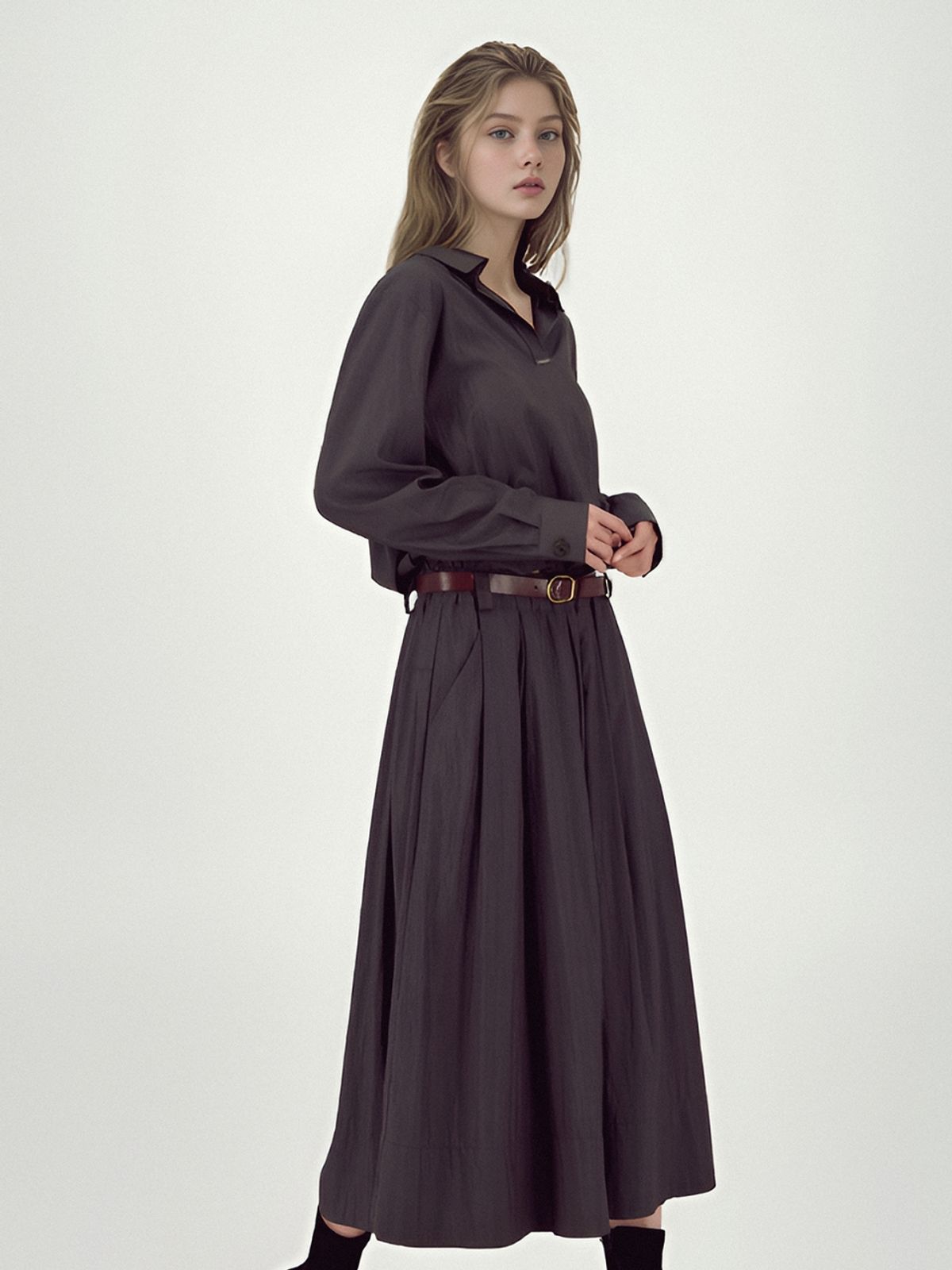아쿠드(ACUD) Glossy Set-Up Two-Piece _D.Brown
