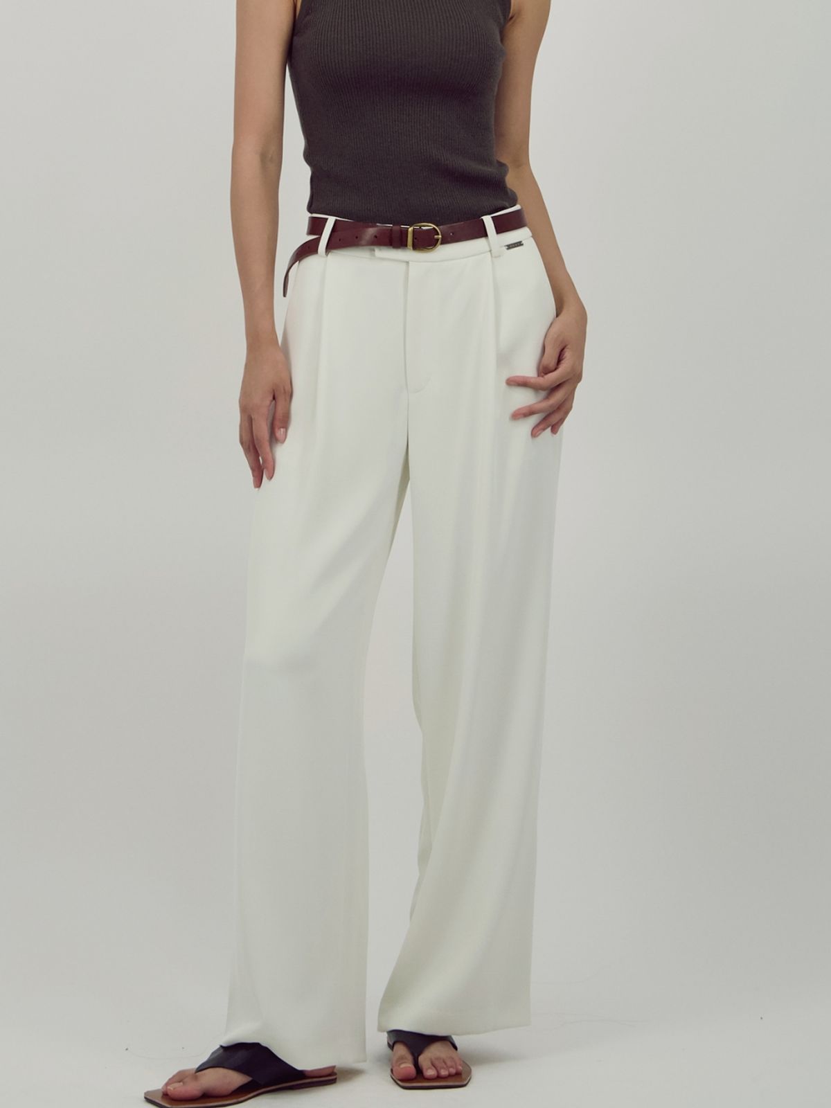아쿠드(ACUD) Soft Flow Slacks _Ivory