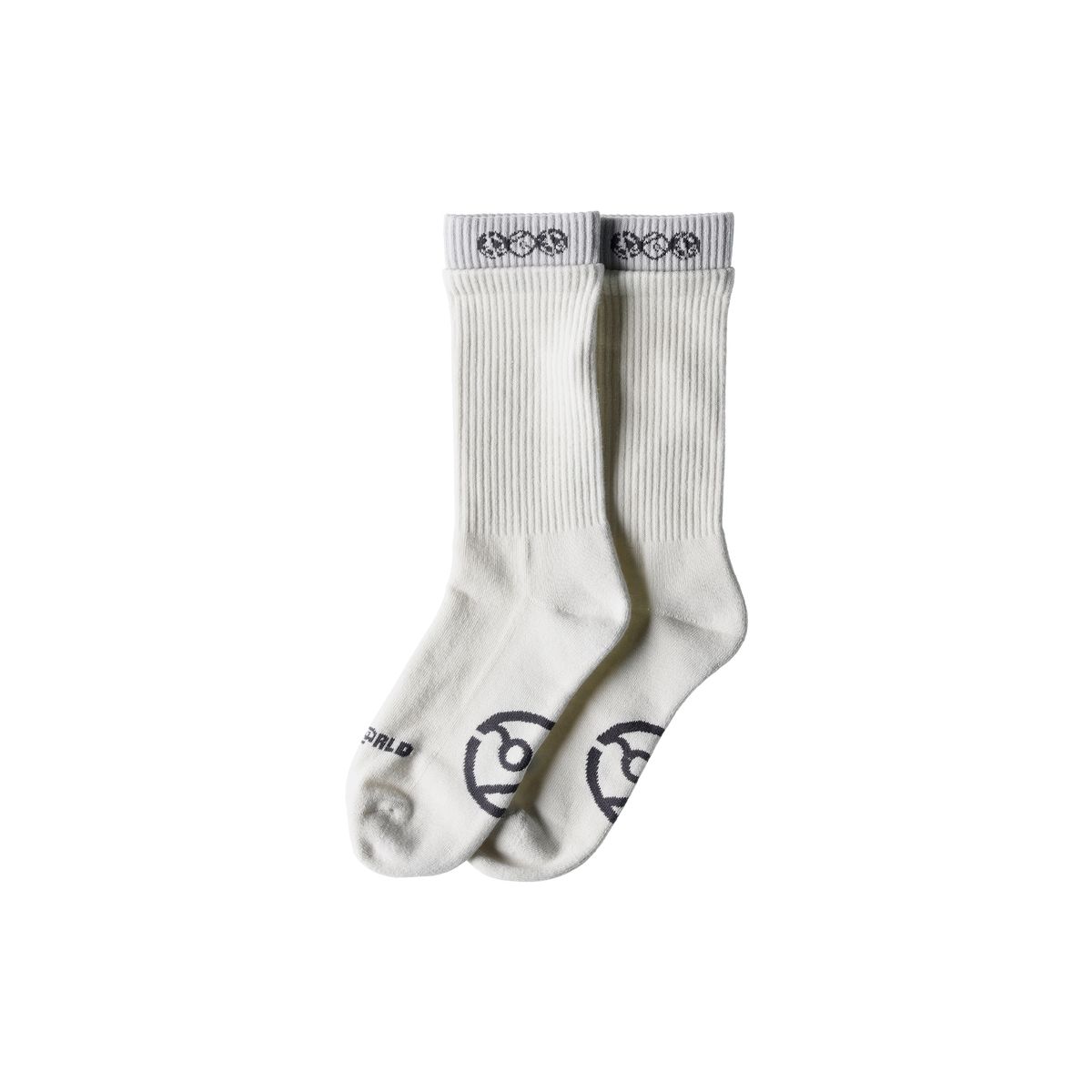 더왈드(THEWARLD) DOUBLE CUFF SOCKS IVORY