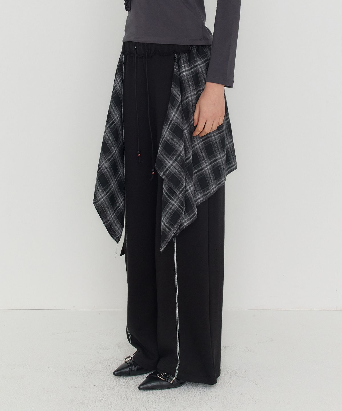 디어스토커(DEARSTALKER) RUDEN CHECK SHIRTS LAYERED PANTS - BLACK