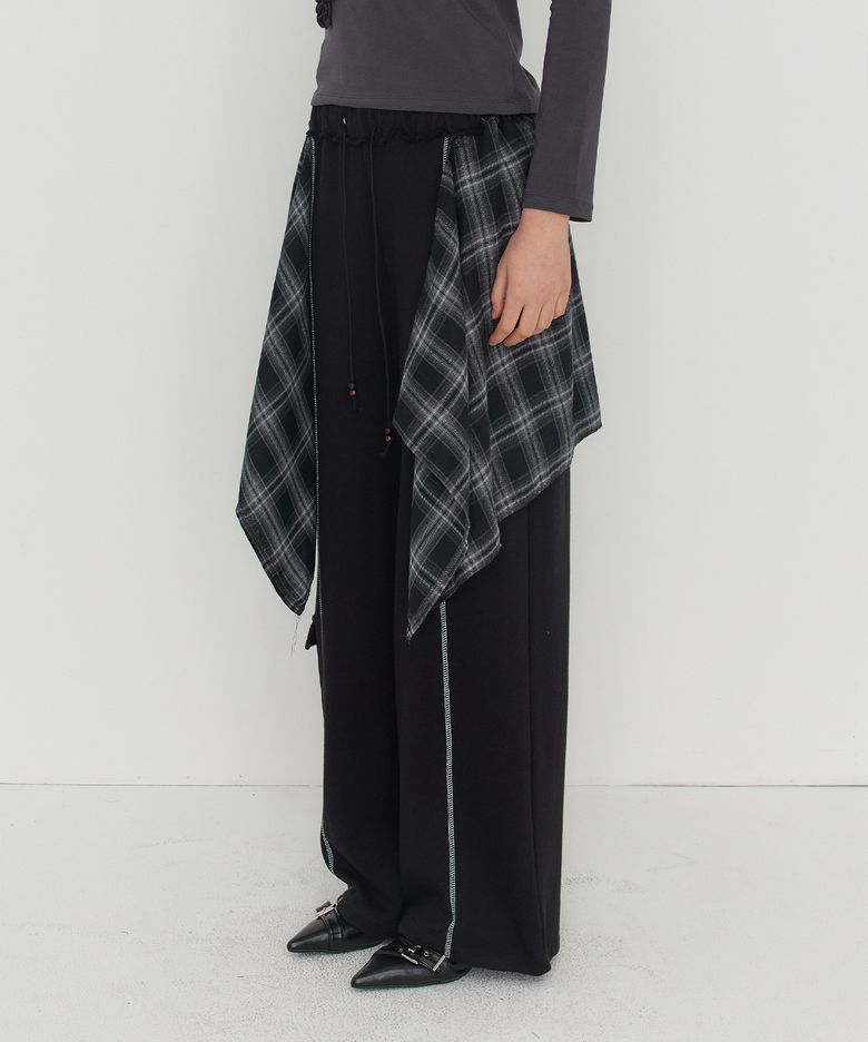 RUDEN CHECK SHIRTS LAYERED PANTS - BLACK