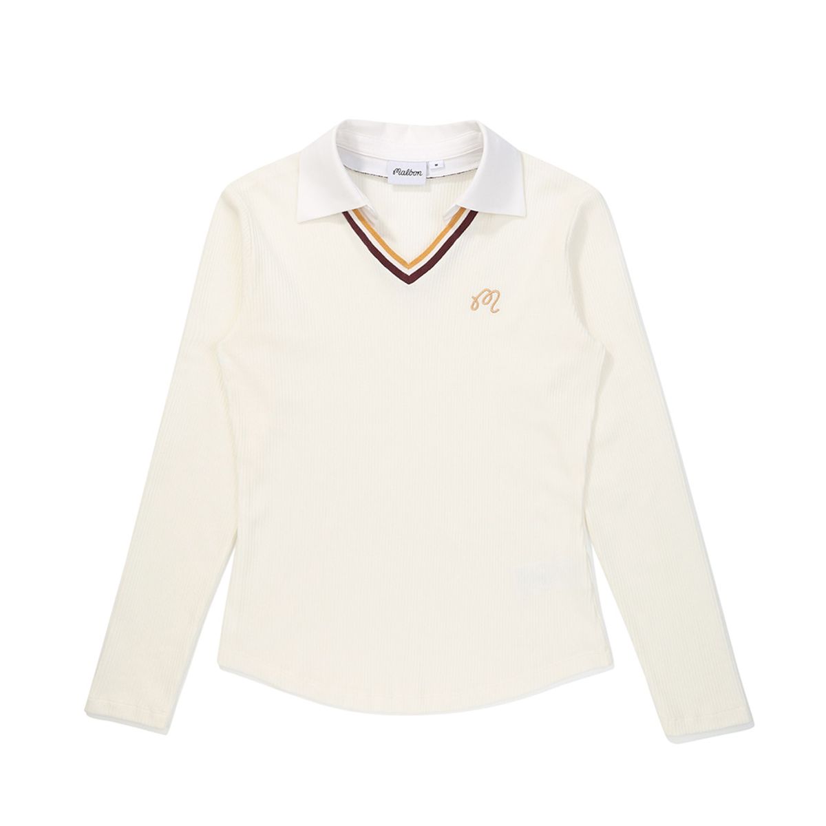 말본 골프(MALBON GOLF) 여성 레이어드 오픈 카라 티셔츠 IVORY (WOMAN)