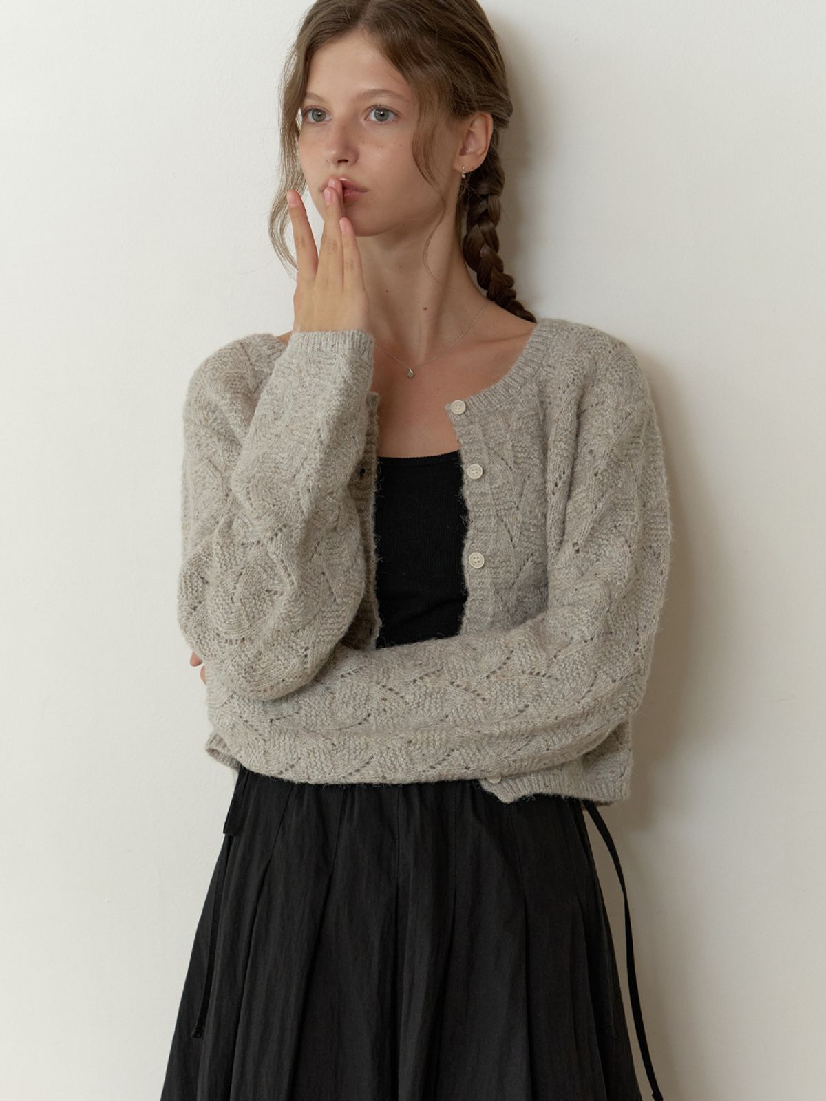 리엘(RE L) Nova knit cardigan (gray)