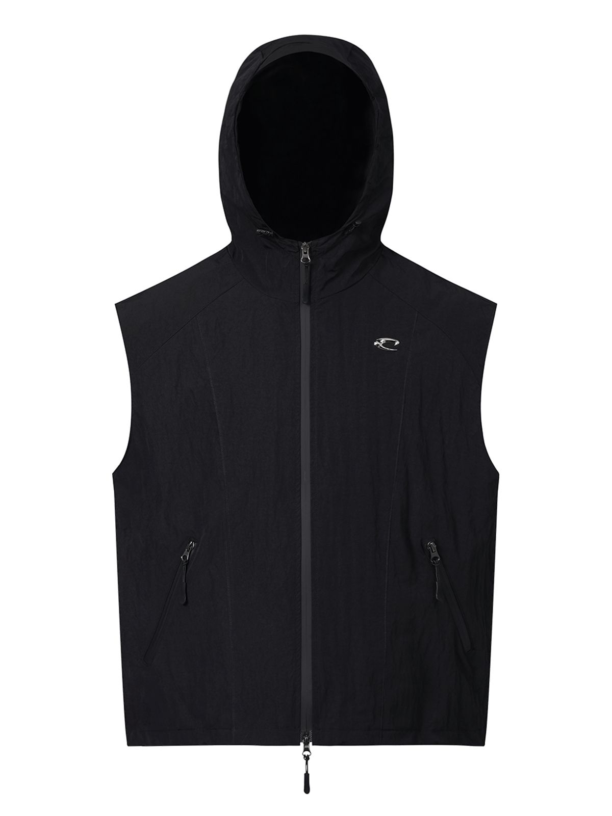 르렌느(LERENNE) Gorpcore Hoodie Zip Up Vest - Black