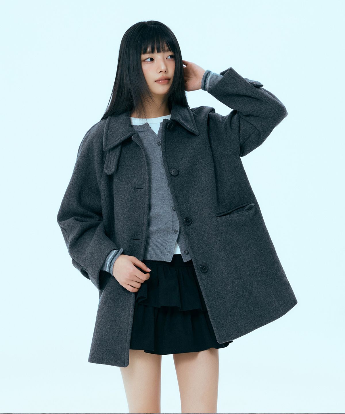 미쏘(MIXXO) 울 블렌디드 스탠카라 하프코트_MIWJHFV0PG