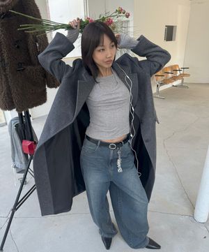 울 블렌디드 싱글 롱 코트_MIWJHFV0PB