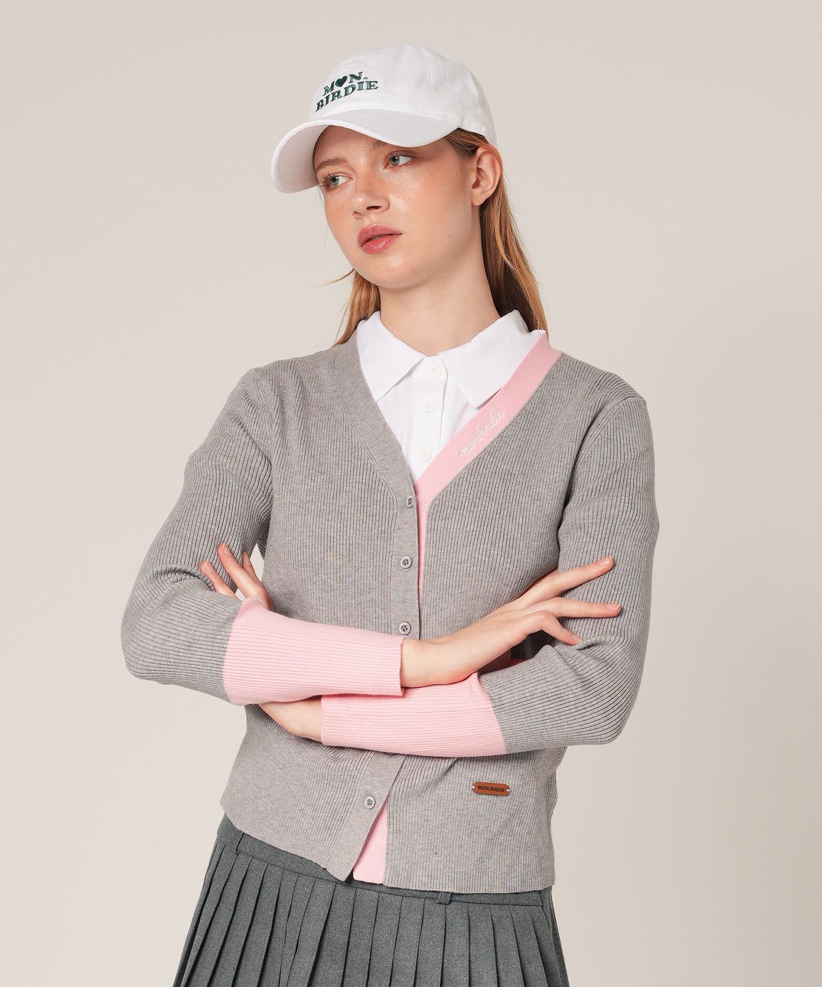 몽버디 골프(MONBIRDIE GOLF) 엠버 배색 가디건 GREY