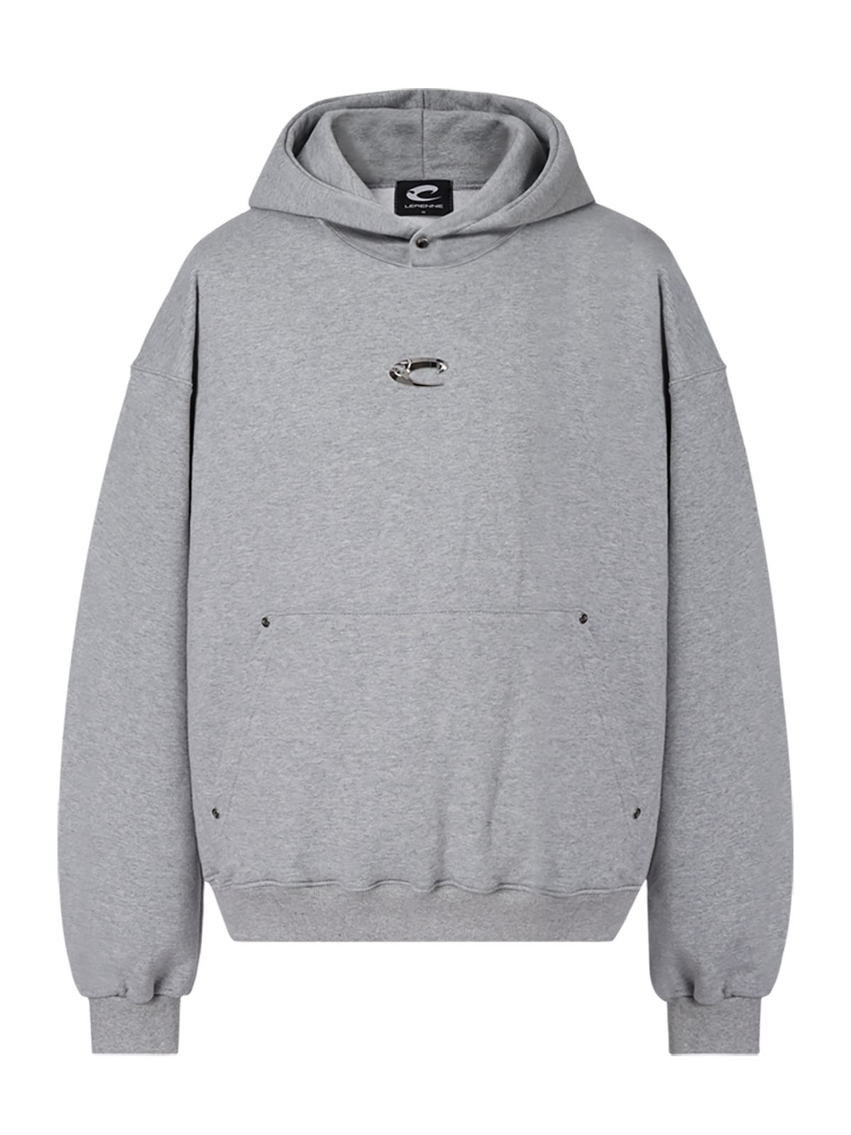 르렌느(LERENNE) Metal Logo Hoodie - Grey