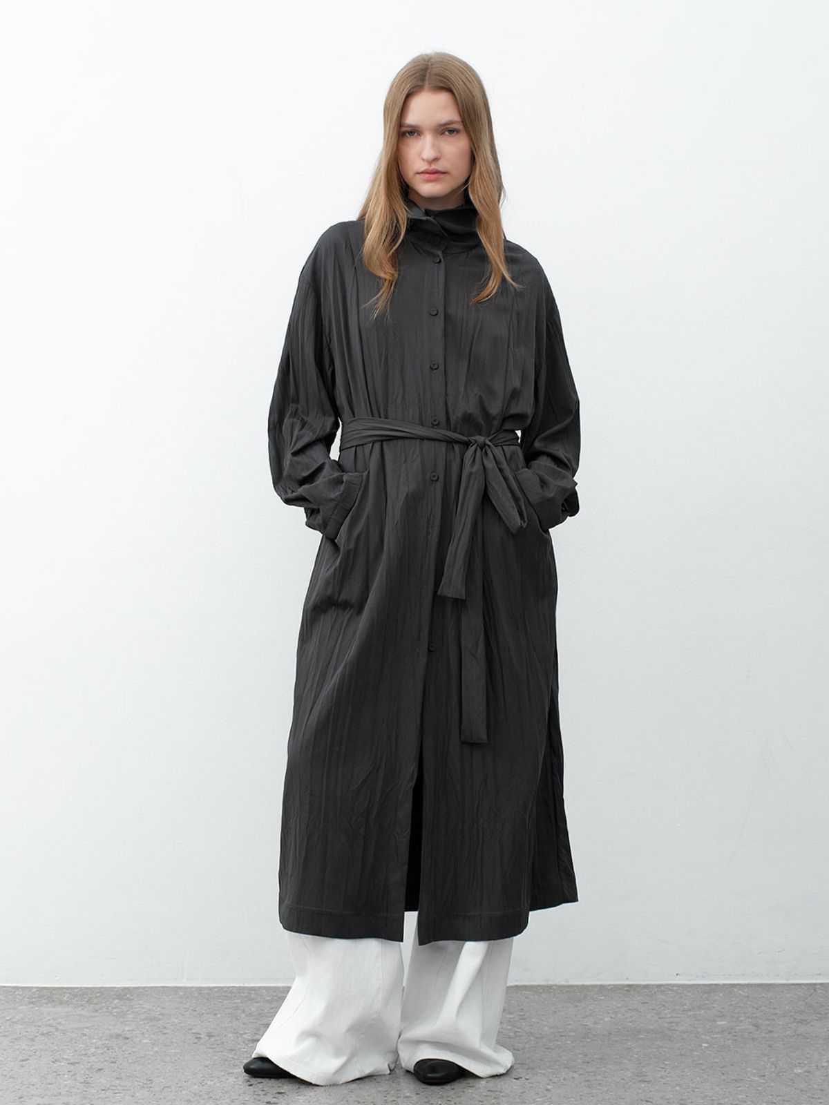 아틀리에 나인(ATELIER NAIN) HIGH NECK BELTED OUTER DRESS S (OP-6304)