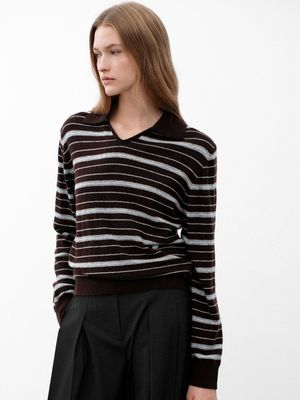 ESSENTIAL STRIPE COLLAR KNIT(T-7113)