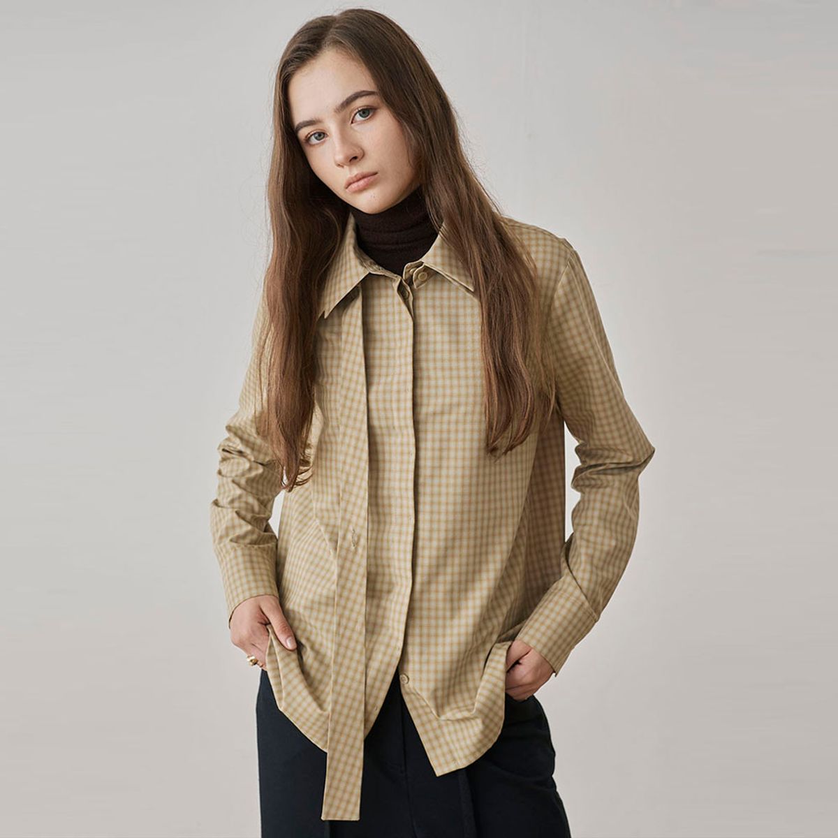 씨커슨(CKUSUN) Cait CHECK SHIRTS - BEIGE