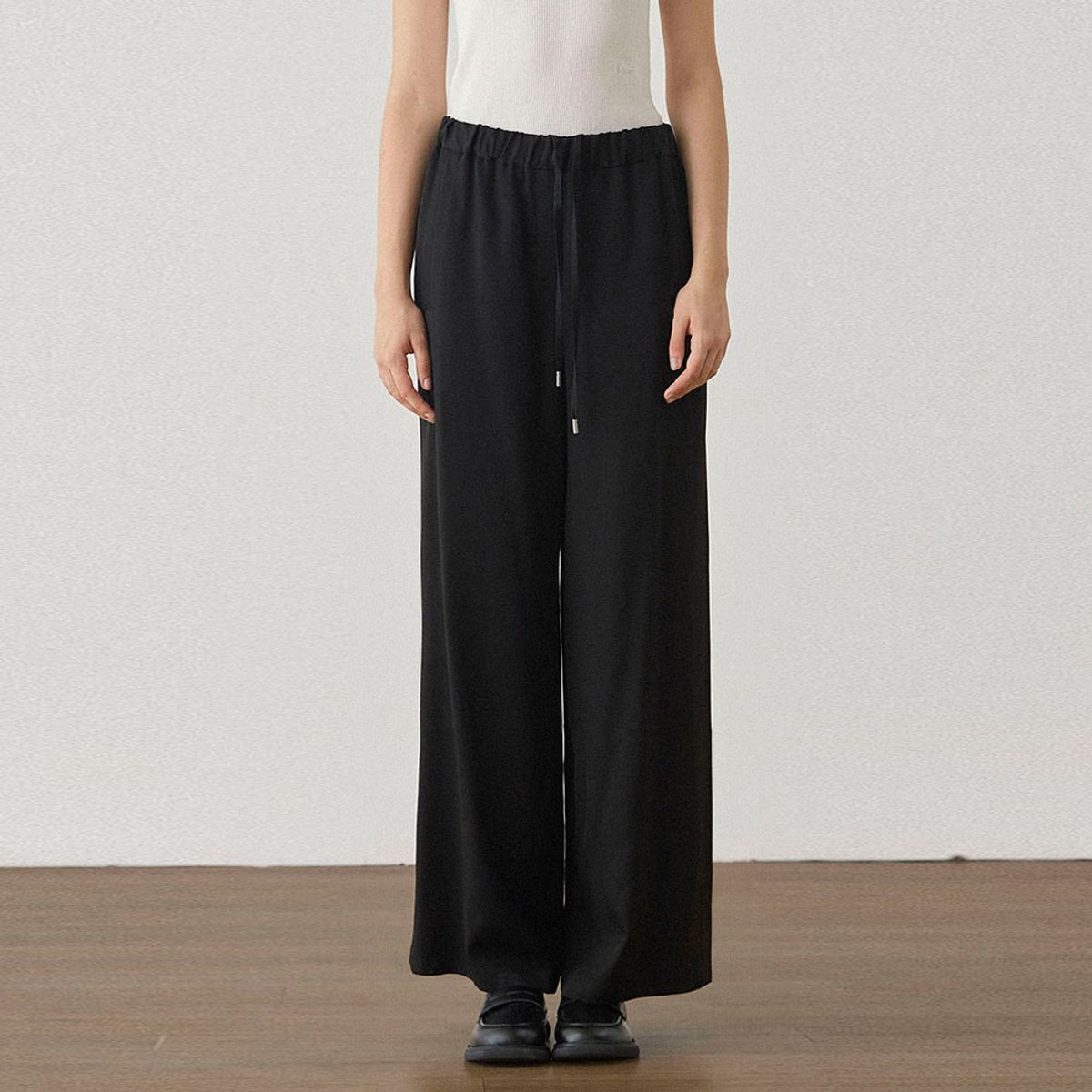 씨커슨(CKUSUN) DRAWSTRING WIDE PANTS - BLACK