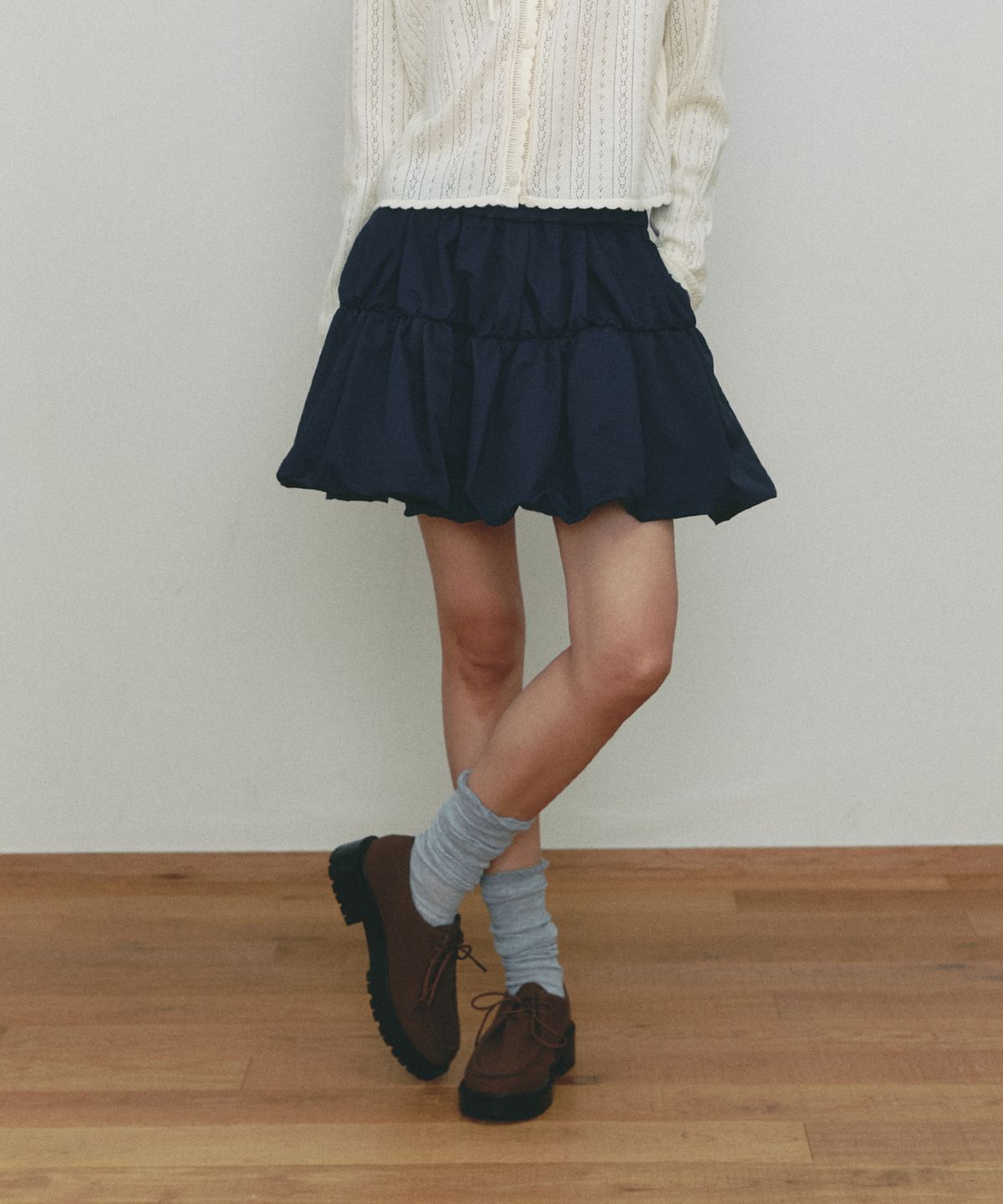 쎄미(SSEMI) SHRRING BALLOON MINI SKIRT(NV)