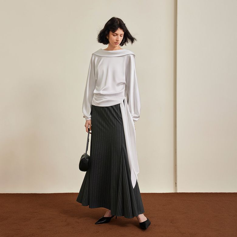 YY_Slim high-waisted striped skirt