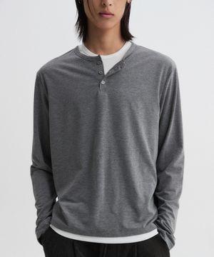 레이어드 헨리넥 롱슬리브 그레이