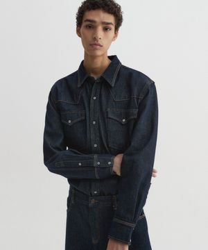 웨스턴 데님 셔츠 인디고