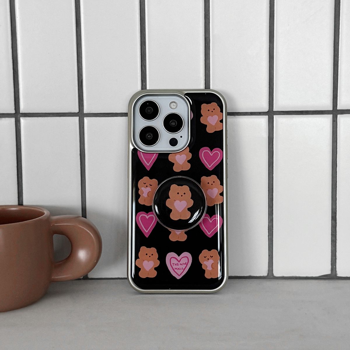 더나인몰(THE NINEMALL) pink heart gummy pattern [실버 맥세이프 범퍼케이스]