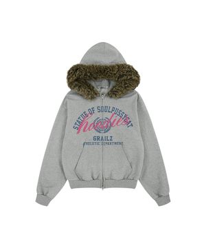 [SOULPUSSSYCAT X GRAILZ] PARODY FUR ZIP HOODIE [GRAY]