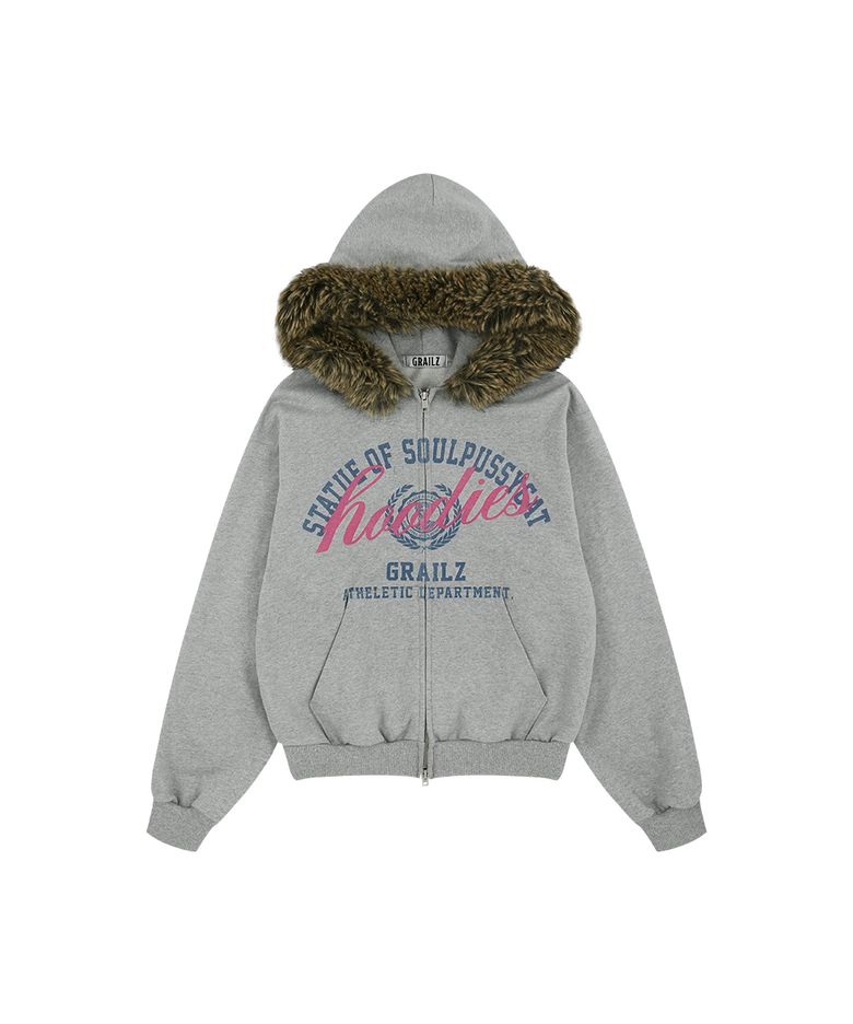 [SOULPUSSSYCAT X GRAILZ] PARODY FUR ZIP HOODIE [GRAY]
