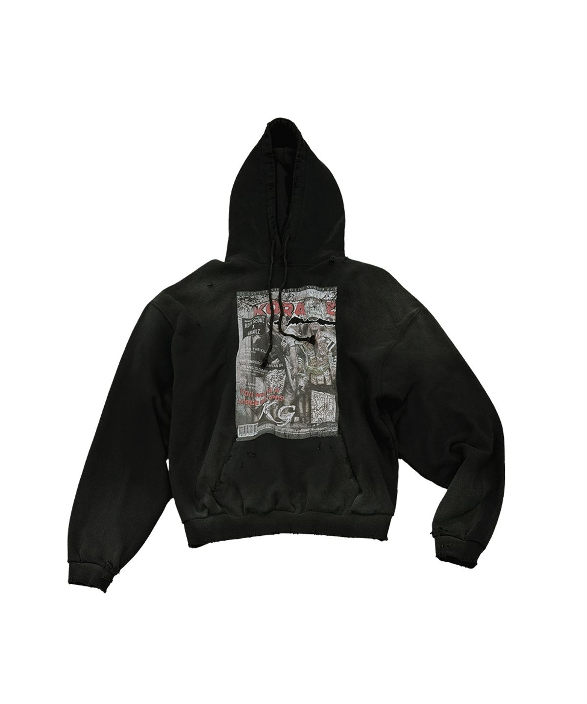 그레일즈(GRAILZ) [GRAILZ X KOIN SEOUL] MAGAZINE DIRTY HOODIE [BLACK]