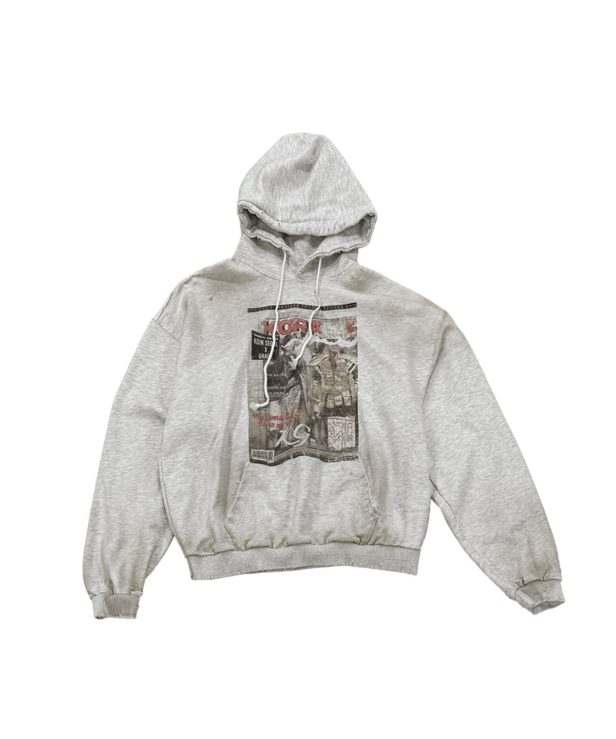 그레일즈(GRAILZ) [GRAILZ X KOIN SEOUL] MAGAZINE DIRTY HOODIE [MELANGE GRAY]
