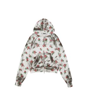 FLOWER DIRTY ZIP HOODIE [WHITE]