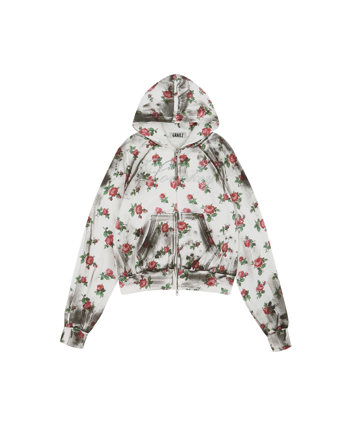 그레일즈(GRAILZ) FLOWER DIRTY ZIP HOODIE [WHITE]
