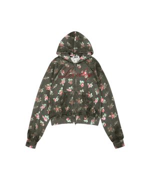 FLOWER DIRTY ZIP HOODIE [CHARCOAL]