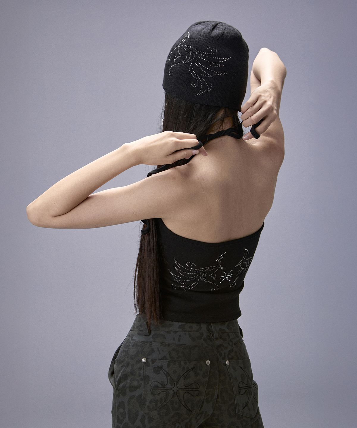 키치앤키스(KITSCH&KISS) Wing Lace Halter Top (25FTP-SLTS01) BLACK