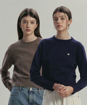 [2PACK] (W) 베이직 에센셜 워셔블 라운드 니트