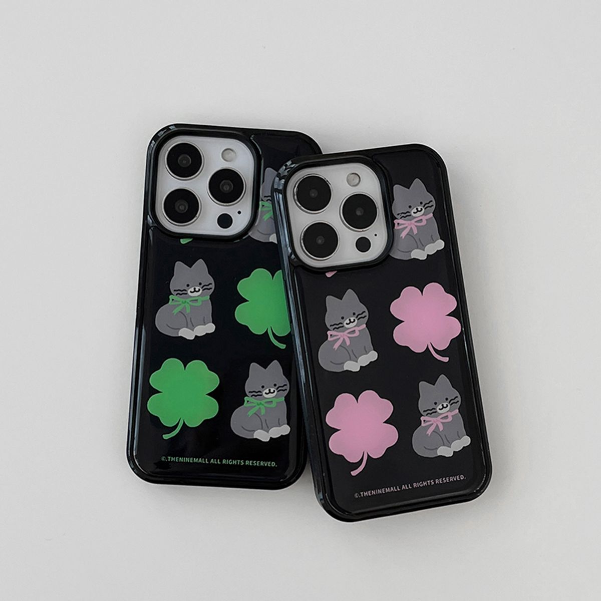 더나인몰(THE NINEMALL) clover hey cat pattern [에폭시 범퍼케이스]