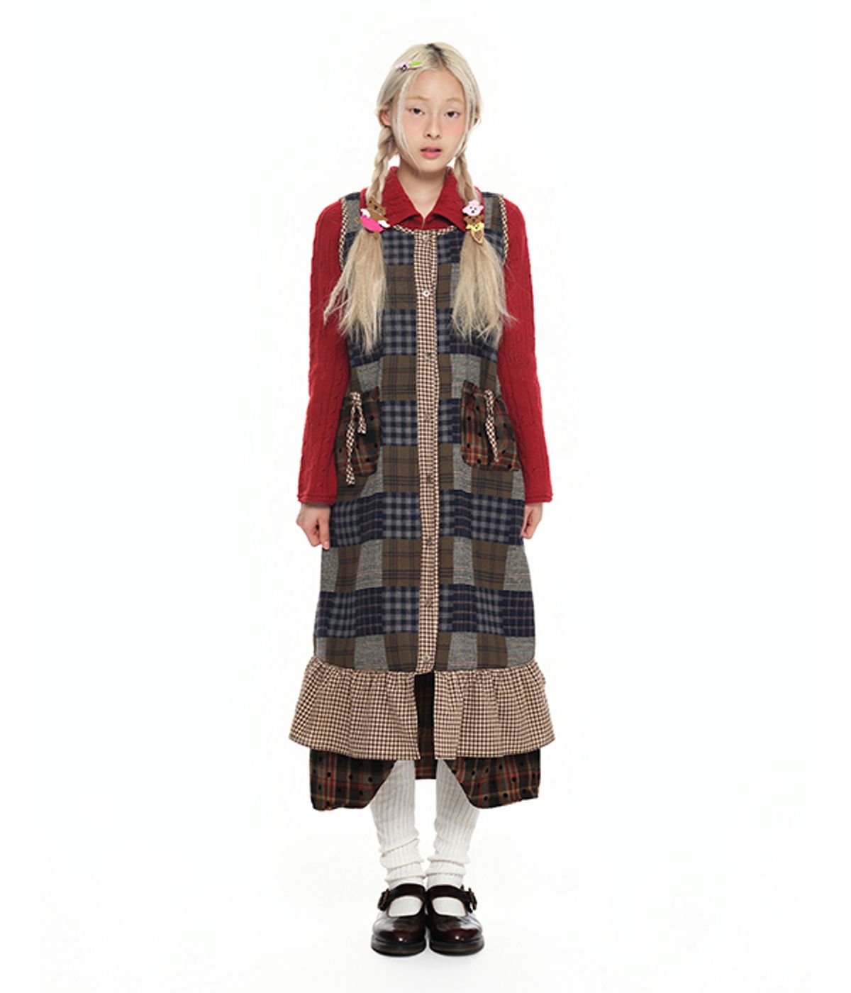 유쓰배쓰(YOUTHBATH) Sleeveless Pocket Frill Dress_check